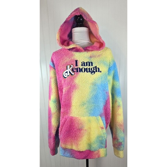 Mattel Barbie Movie "I am Kenough" Rainbow Tie Dye Sherpa Hoodie Unisex Size XL - Picture 3 of 15